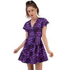 Purple Scales! Flutter Sleeve Wrap Dress by fructosebat