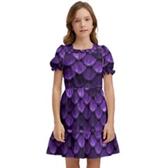 Purple Scales! Kids  Puff Sleeved Dress by fructosebat