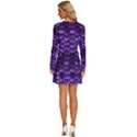 Purple Scales! Long Sleeve Deep V Mini Dress  View4