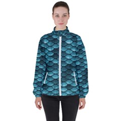 Teal Scales! Women s High Neck Windbreaker by fructosebat