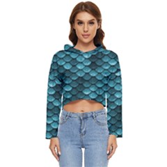 Teal Scales! Women s Lightweight Cropped Hoodie by fructosebat