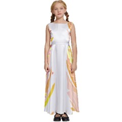 Feathers Design T- Shirtfeathers T- Shirt (4) Kids  Satin Sleeveless Maxi Dress by maxcute