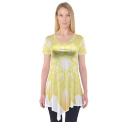 Flower Design T- Shirt Beautiful And Artistic Golden Flower T- Shirt Short Sleeve Tunic  by maxcute