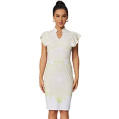 Flower Design T- Shirt Beautiful White And Yellow Artistic Flower T- Shirt Vintage Frill Sleeve V-neck Bodycon Dress by maxcute