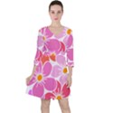 Flower Illustration T- Shirtcolorful Blooming Flower, Blooms, Floral Pattern T- Shirt Quarter Sleeve Ruffle Waist Dress View1