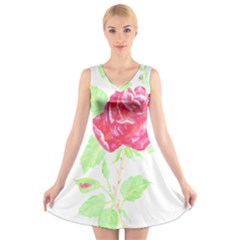 Flowers Art T- Shirtflower T- Shirt (1) V-neck Sleeveless Dress by maxcute