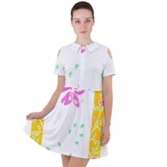 Flowers Illustration T- Shirtflowers T- Shirt (2) Short Sleeve Shoulder Cut Out Dress  by maxcute