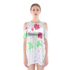 Flowers Illustration T- Shirtflowers T- Shirt (3) Shoulder Cutout One Piece Dress by maxcute