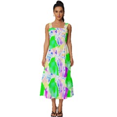 Flowers T- Shirt Abstract Flowers Square Neckline Tiered Midi Dress by maxcute