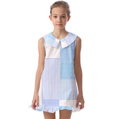 Geometric T- Shirt Blue Composition T- Shirt Kids  Pilgrim Collar Ruffle Hem Dress by maxcute