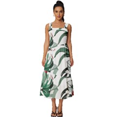 Hawaii T- Shirt Hawaii Flaw Pattern T- Shirt Square Neckline Tiered Midi Dress by maxcute