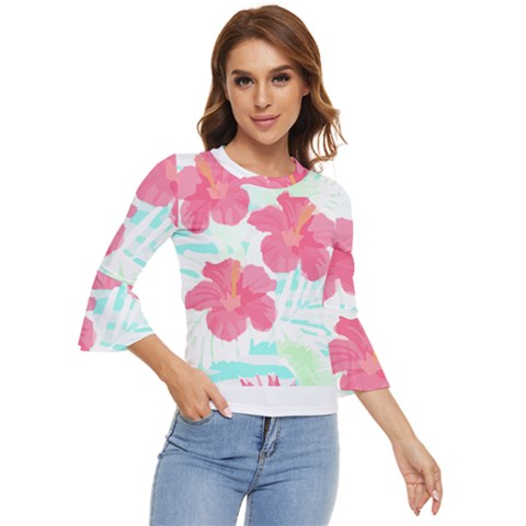 Hawaii T- Shirt Hawaii Floral Trend T- Shirt Bell Sleeve Top by maxcute