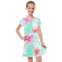 Hawaii T- Shirt Hawaii Flower Pattern T- Shirt Kids  Cross Web Dress by maxcute