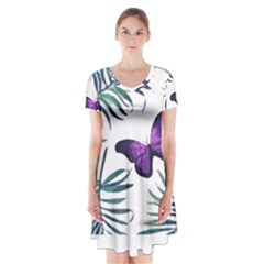 Hawaii T- Shirt Hawaii Peacock Pattern T- Shirt Short Sleeve V-neck Flare Dress by maxcute