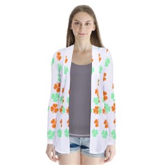 Irish T- Shirt Shamrock Pattern In Green White Orange T- Shirt Drape Collar Cardigan by maxcute