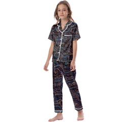 Abstract Wallpaper Artwork Pattern Texture Kids  Satin Short Sleeve Pajamas Set by Jancukart