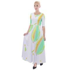 Leaves Design T- Shirtleaves T- Shirt (3) Half Sleeves Maxi Dress by maxcute