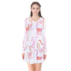 Lemur T- Shirt Lemur Pattern T- Shirt Long Sleeve V-neck Flare Dress by maxcute