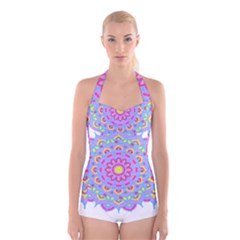 Mandala T- Shirt Mandala Art T- Shirt Boyleg Halter Swimsuit  by maxcute