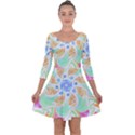 Mandala T- Shirt Twisting Garden Mandala T- Shirt Quarter Sleeve Skater Dress View1