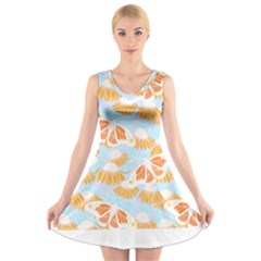 Monarch Butterflies T- Shirt Monarch Butterfly On Yellow Coneflowers T- Shirt V-neck Sleeveless Dress by maxcute