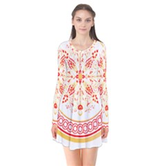 Mosaic T- Shirt Florentine Mosaic T- Shirt Long Sleeve V-neck Flare Dress by maxcute