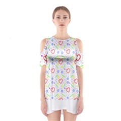 Pattern T- Shirt Corazones Coloridos T- Shirt Shoulder Cutout One Piece Dress by maxcute