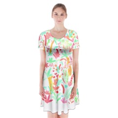 Pattern T- Shirtthe Watercolor Jungle Pattern 1 T- Shirt Short Sleeve V-neck Flare Dress by maxcute