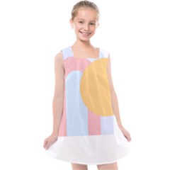 Rainbow T- Shirt Blue Rainbow Arc With Sun T- Shirt Kids  Cross Back Dress by maxcute