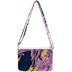 Pink Black And Yellow Abstract Painting Double Gusset Crossbody Bag by Jancukart