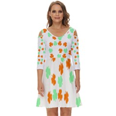 St Patricks Day T- Shirt Green White Orange Shamrock Pattern T- Shirt Shoulder Cut Out Zip Up Dress by maxcute