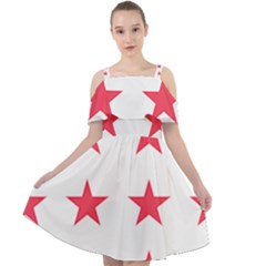 Stars T- Shirt Star Pattern - Red T- Shirt Cut Out Shoulders Chiffon Dress by maxcute