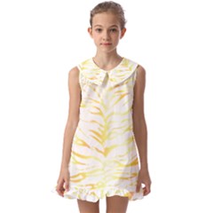 Tiger Stripes T- Shirt Gold Tiger Stripes Design T- Shirt Kids  Pilgrim Collar Ruffle Hem Dress by maxcute