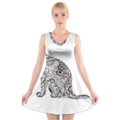 Trippy T- Shirt Cat Silhouette T- Shirt V-neck Sleeveless Dress by maxcute