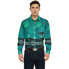 Blue And Green Sky And Mountain Men s Long Sleeve Pocket Shirt  by Jancukart