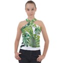 Tropical Jungle Leaf T- Shirt J U N G L E T R O P I C A L P A T T E R N T- Shirt Cross Neck Velour Top View1