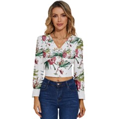 Tropical T- Shirt Tropical Bright Woods T- Shirt Long Sleeve V-neck Top by maxcute