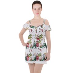 Tropical T- Shirt Tropical Charming Hissing T- Shirt Ruffle Cut Out Chiffon Playsuit by maxcute