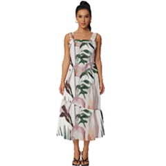 Tropical T- Shirt Tropical Delicate Bloom T- Shirt Square Neckline Tiered Midi Dress by maxcute