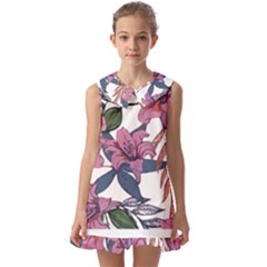 Tropical T- Shirt Tropical Gorgeous Palmatifloro T- Shirt Kids  Pilgrim Collar Ruffle Hem Dress by maxcute