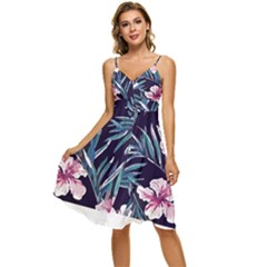 Tropical T- Shirt Tropical Graceful Flower T- Shirt Sleeveless Tie Front Chiffon Dress by maxcute