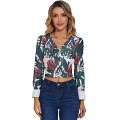 Tropical T- Shirt Tropical Magnificent Tiger T- Shirt Long Sleeve V-neck Top by maxcute