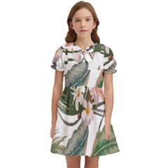 Tropical T- Shirt Tropical Pattern Quiniflore T- Shirt Kids  Bow Tie Puff Sleeve Dress by maxcute