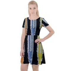 Pencil Colorfull Pattern Cap Sleeve Velour Dress  by artworkshop