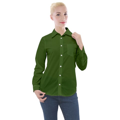 Forest Obsidian Women s Long Sleeve Pocket Shirt by HWDesign