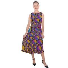 Bubble Color Midi Tie-back Chiffon Dress by artworkshop