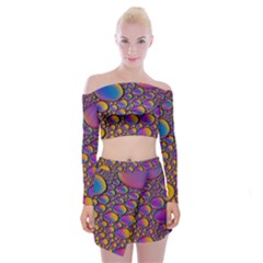 Bubble Color Off Shoulder Top With Mini Skirt Set by artworkshop