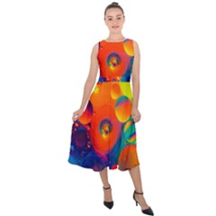 Colorfull Pattern Midi Tie-back Chiffon Dress by artworkshop