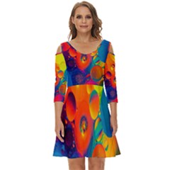 Colorfull Pattern Shoulder Cut Out Zip Up Dress by artworkshop