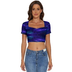 Abstract Colorful Pattern Design Short Sleeve Square Neckline Crop Top  by Ravend